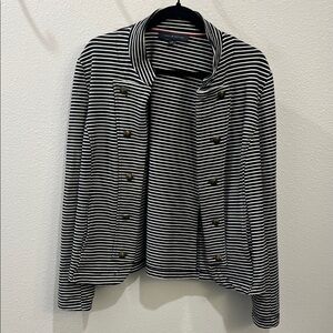 Tommy Hilfiger Navy & White Striped Military-Style Blazer